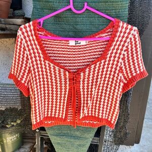 Red and White Striped Knit Top